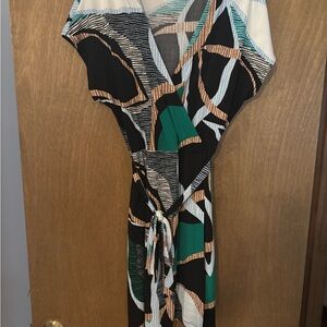 Nine West Black and White Asymmetrical Wrap Dress